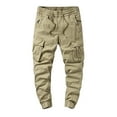 thumbnail image 1 of HOOMEUMY Men's Cargo Pants Jogger Pants Elastic Waist Drawstring Trousers Multi Pocket Slim Fit Comfy Sport Workout Pants Khaki XL, 1 of 7