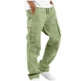 thumbnail image 1 of HOOMEUMY Men's Cargo Pants Loose Fit Straight Leg Work Trousers with Multi Pockets Solid Drawstring Jogger Pants Green XXL, 1 of 4