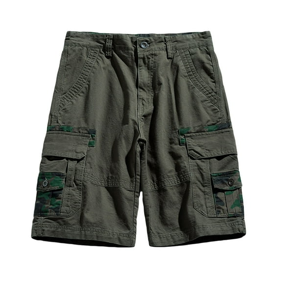 HOOMEUMY Men's Cargo Shorts Bermuda Camouflage Pockets Multi-Pockets Stretch Loose Fit Summer Beach Shorts Green XL