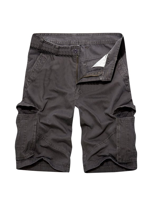 Men's Cargo Shorts Cotton Baggy Straight Military Work Shorts with Pockets Plus Size Black Gray Army Green Gray XXL