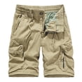 thumbnail image 1 of HOOMEUMY Men's Cargo Shorts Cotton Loose Fit Stretch Breathable Multi-Pockets Straight Summer Beach Short Pants Yellow L, 1 of 7