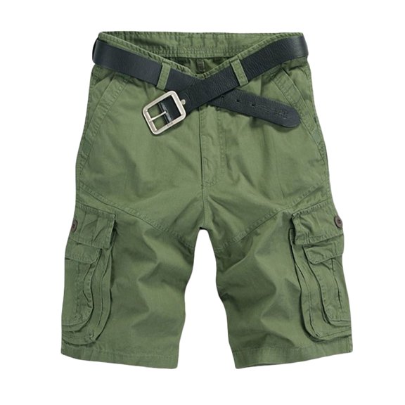 HOOMEUMY Men's Cargo Shorts Cotton Multi-Pockets Straight Summer Beach Short Pants Bermuda Beach Cargo Shorts for Men Green 8