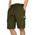 thumbnail image 1 of HOOMEUMY Men's Cargo Shorts Drawstring Elastic Waist Loose Fit Stretch Breathable Pockets Summer Beach Short Pants Green S, 1 of 6