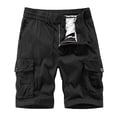 thumbnail image 1 of HOOMEUMY Men's Cargo Shorts Loose Fit Elastic Waist Multi-Pockets Cotton Summer Beach Shorts with Zipper Closure Black S, 1 of 3