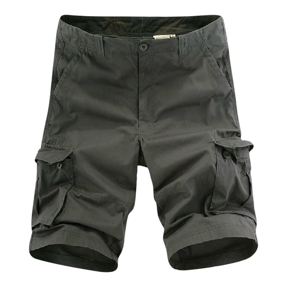 HOOMEUMY Men's Cargo Shorts Loose Fit Multi-Pockets Outdoor Straight Casual Breathable Quick Dry Summer Short Pants Gray XXXXXL