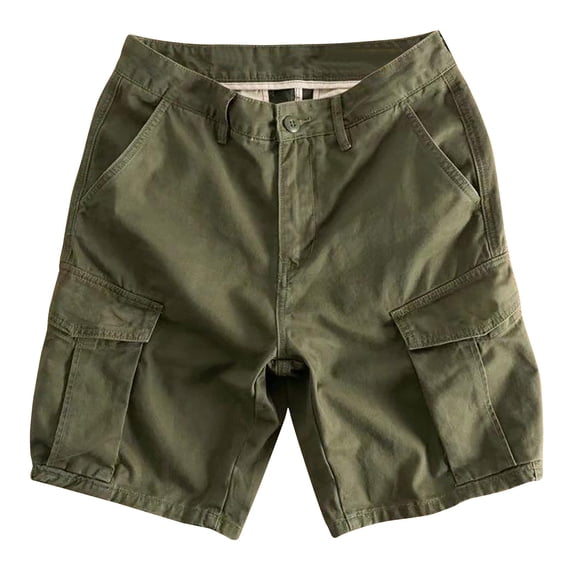 HOOMEUMY Men's Cargo Shorts Regular Fit Black Straight Leg Multi Pockets Cotton Loose Shorts for Summer Beach Green XL