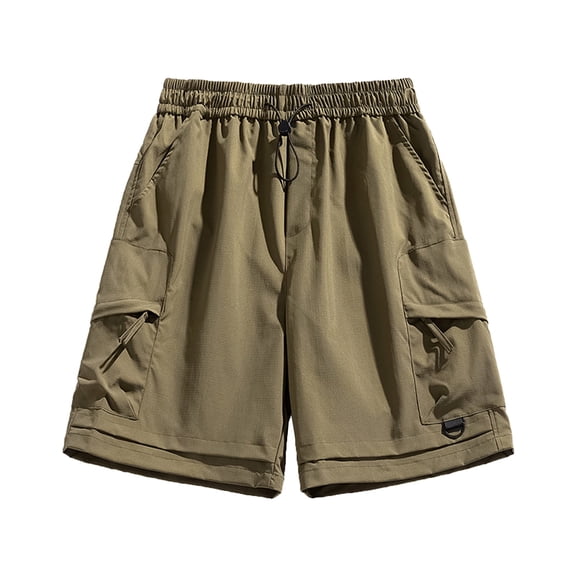 HOOMEUMY Men's Cargo Shorts Summer Beach Shorts with Pockets Lightweight Quick Dry Drawstring Elastic Waist Loose Fit Bermuda Short Pants Brown XXL