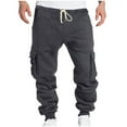 thumbnail image 1 of HOOMEUMY Men's Cargo Sweatpants Open Bottom Sweat Pants for Men Drawstring Athletic Gym Sweatpants Lounge Pants Multi Pockets Dark Gray 8, 1 of 9