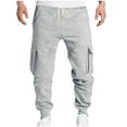 thumbnail image 1 of HOOMEUMY Men's Cargo Sweatpants Open Bottom Sweat Pants for Men Drawstring Athletic Gym Sweatpants Lounge Pants Multi Pockets Gray 10, 1 of 9