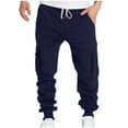 thumbnail image 1 of HOOMEUMY Men's Cargo Sweatpants Open Bottom Sweat Pants for Men Drawstring Athletic Gym Sweatpants Lounge Pants Multi Pockets Navy 8, 1 of 9