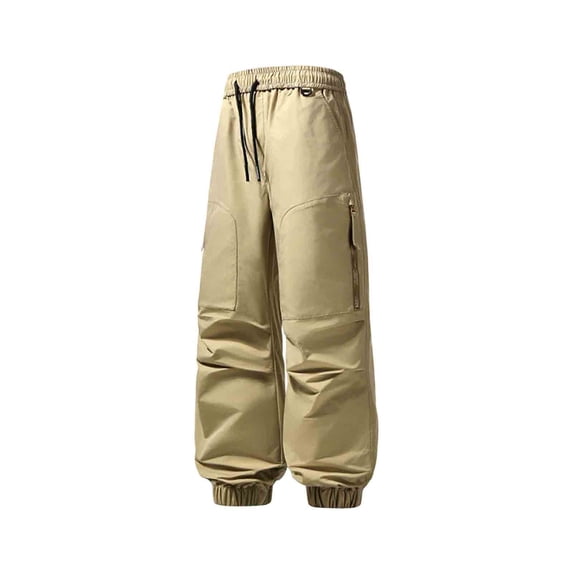 HOOMEUMY Men's Casual Cargo Straight Leg Mid Tapered Jogger Pants with Zipper Pockets for Modern Wardrobe