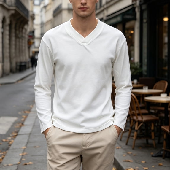 HOOMEUMY Men's Casual Long Sleeve Shirt for Every Event with Solid Color Options and Comfortable Fitted
