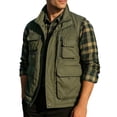 thumbnail image 1 of HOOMEUMY Men's Casual Outdoor Work Vest Casual Sleeveless Waistcoat Outwear Travel Cargo Jacket With Multi Pockets (Army Green,L）, 1 of 7