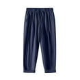 thumbnail image 1 of HOOMEUMY Men's Casual Pants Elastic Plus Size Baggy Drawstring Waist Straight Leg Trousers Summer Vacation Beach Long Pants (Navy,XXXXXL), 1 of 9
