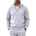 thumbnail image 1 of HOOMEUMY Men's Casual Sport Jacket Long Sleeve Stand up Collar Zipper Outerwear Stylish Fashionable Light Versatile Attire for Daily Wear, 1 of 6
