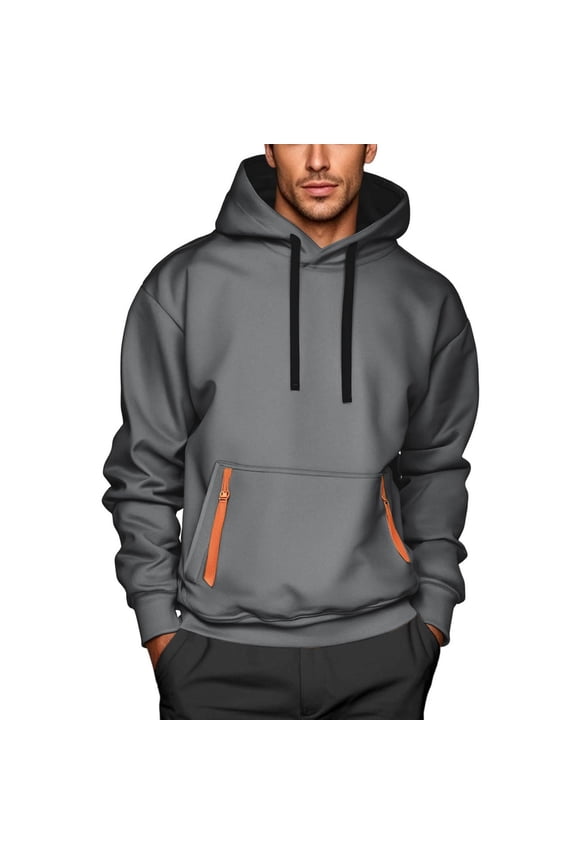 Men's Casual Sports Hoodies Tops Fall Winter Fleece Lined Sweatshirt Jacket with Hooded Zipper Pockets Hoodies (Dark Gray,XXL)