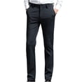 thumbnail image 1 of HOOMEUMY Men's Classic Fit Stretch Padded Straight Leg Dress Pants with Zipper Pockets Business Office Trousers Black 34, 1 of 9