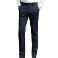 thumbnail image 1 of HOOMEUMY Men's Classic Fit Stretch Padded Straight Leg Dress Pants with Zipper Pockets Business Office Trousers Blue 36, 1 of 7