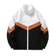 thumbnail image 1 of HOOMEUMY Men's Color Block Windbreaker Jacket Zipper Loose Fit Stand Collar Lightweight Athletic Outwear White XL, 1 of 4