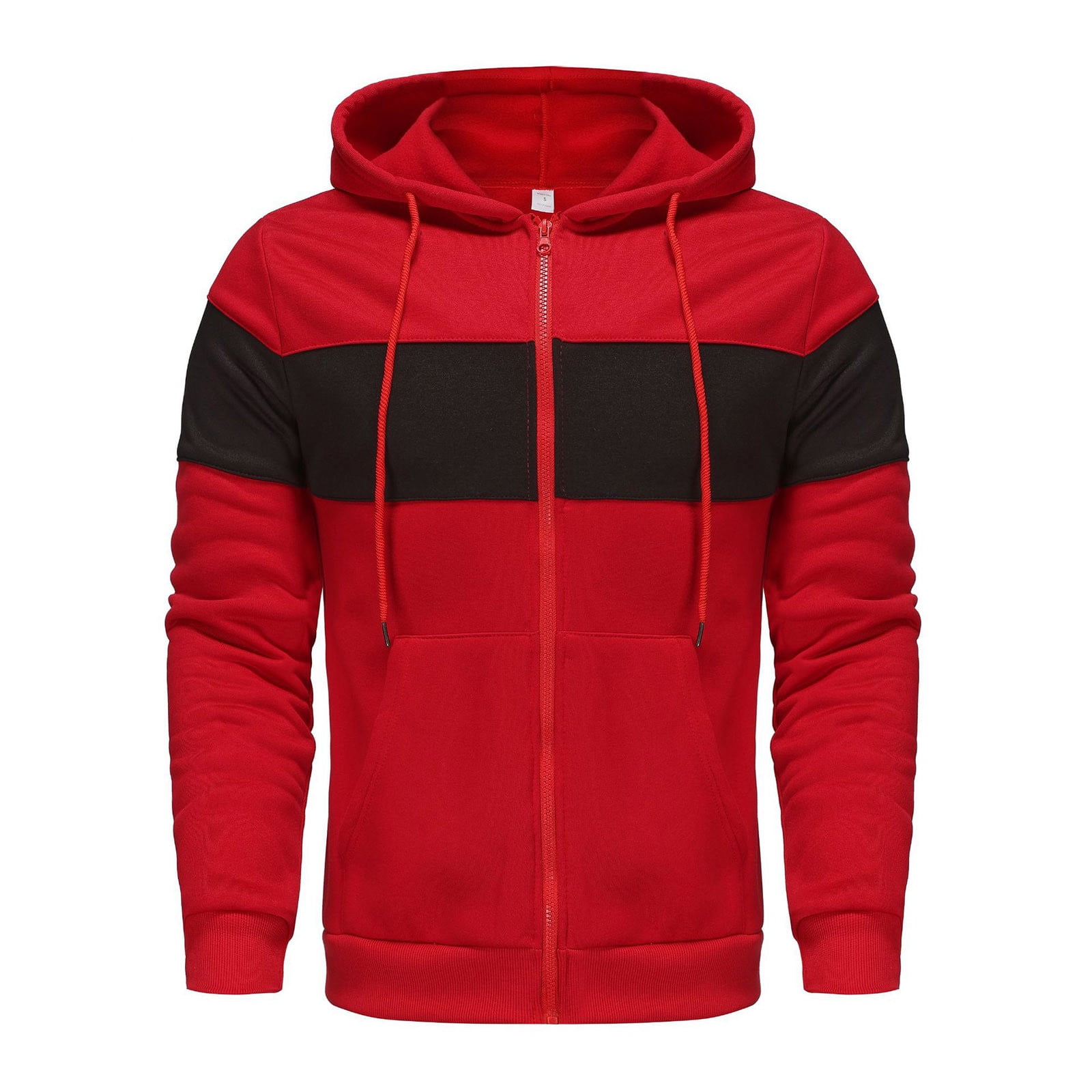 HOOMEUMY Men's Colorblock Drawstring Zip Up Hoodie Long HOOMEUMY Men's Colorblock Drawstring Zip Up Hoodie Long
