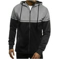 thumbnail image 1 of HOOMEUMY Men's Colorblock Hoodie Drawstring Zipper Up Sweatshirt Lightweight Long Sleeve Athletic Pullover Jacket Gray XL, 1 of 5