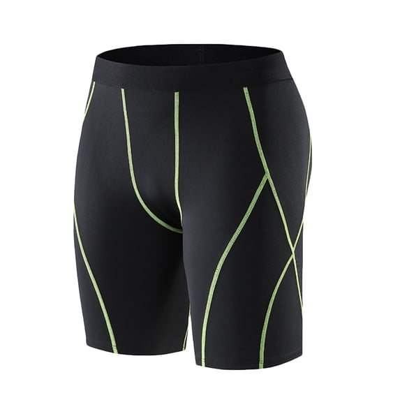 HOOMEUMY Men's Compression Baselayer Shorts Tights Pants 3/4 Length Workout Running Tights Sports Gym Fitness Training Tights Green XXL