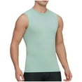 thumbnail image 1 of HOOMEUMY Men's Compression Stretch Quick Dry Tank Top Workout Gym Fitness Sports Running Athletic Muscle Vest Green S, 1 of 4