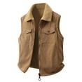 thumbnail image 1 of HOOMEUMY Men's Corduroy Fleece Vest Sleeveless Zip Up Warm Jacket Winter Casual Fashion Outerwear Vest With Pockets (Khaki,XXXXL）, 1 of 7