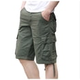 thumbnail image 1 of HOOMEUMY Men's Cotton Cargo Shorts Multi Pockets Breathable Quick Dry Straight Fit Bermuda Shorts Summer Beachwear Green M, 1 of 4