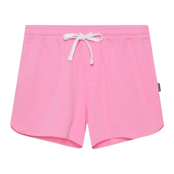 HOOMEUMY Men's Summer Sports Shorts Mid Waist Drawstring Solid Color Loose Fit Beach Shorts with Pockets Pink L