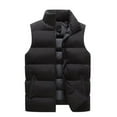 thumbnail image 1 of HOOMEUMY Men's Cotton Vest Warm Winter Sleeveless Jacket Lightweight Padded Stand Collar Zipper Closure Outerwear Black XXXL, 1 of 9