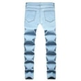 thumbnail image 1 of HOOMEUMY Men's Denim Jeans Slim Fit Straight Leg Light Blue Ripped Distressed Jeans Stretch Pants Fashion Trousers Jeans Den Light Blue XL, 1 of 9