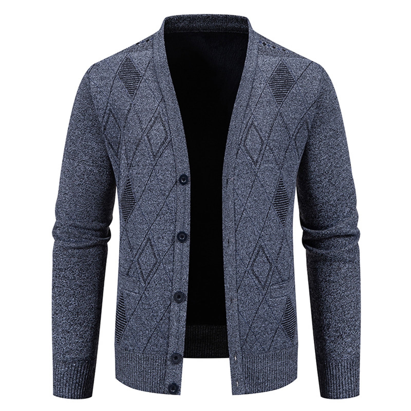 HOOMEUMY Men's Diamond Pattern Cardigan Sweater Lightweight
