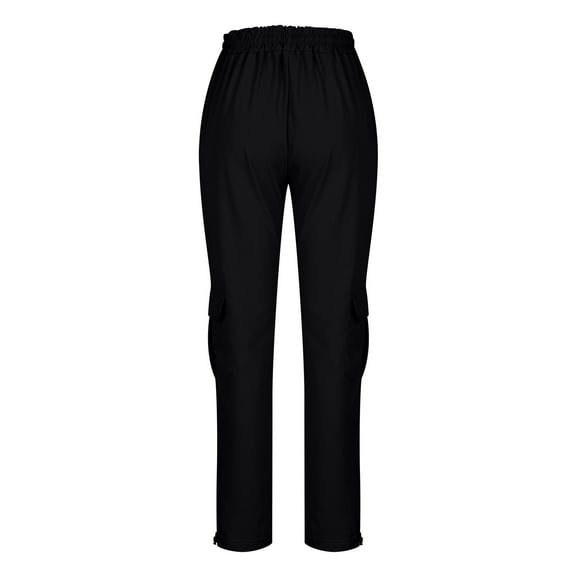 HOOMEUMY Men's Drawstring Cargo Pants with Pockets Tapered Leg Bound Feet Workout Fitness Joggers Trousers Black XL