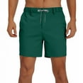 thumbnail image 1 of HOOMEUMY Men's Fashion Comfy Elastic Waistband Drawstring Pocket Beach Pants Outdoor Summer Solid Color Leisure Beach Shorts (Green,XL), 1 of 7