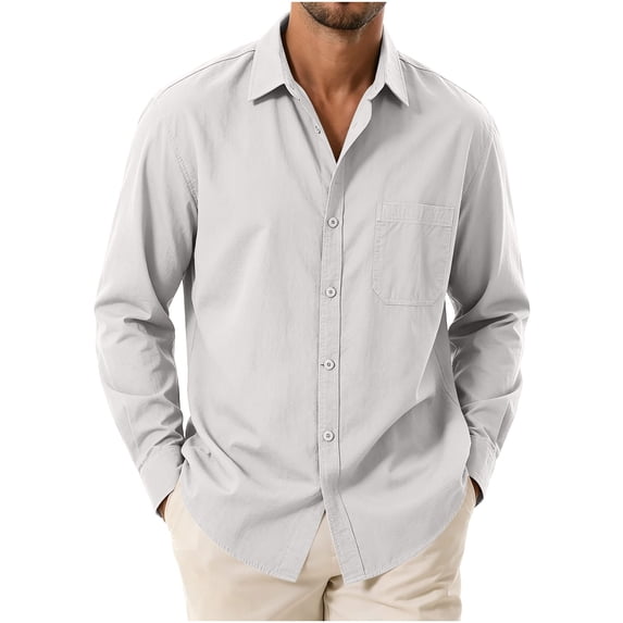 HOOMEUMY Men's Fashion Solid Long Sleeve Shirt Collared Pocket Tops Casual Wear Trendy Look for Daily Outdoor Sports Activities