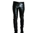 thumbnail image 1 of HOOMEUMY Men's Faux Leather Rock Pants Mens Motorcycle Leather Pants Steampunk PU Leather Biker Cargo Trousers Black 6, 1 of 6