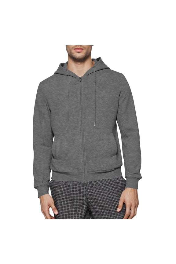 Men's Full-Zip Fleece Hoodie Jackets Hooded Sweatshirts Coats Long Sleeve Casual Hoodie Fall Winter Sports Coats for Men with Pockets (Gray,S)