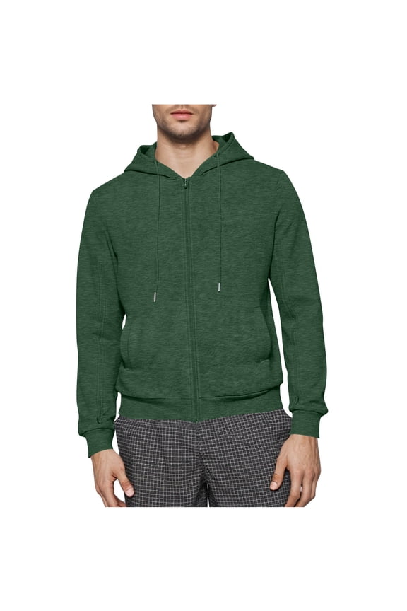 Men's Full-Zip Fleece Hoodie Jackets Hooded Sweatshirts Coats Long Sleeve Casual Hoodie Fall Winter Sports Coats for Men with Pockets (Green,M)