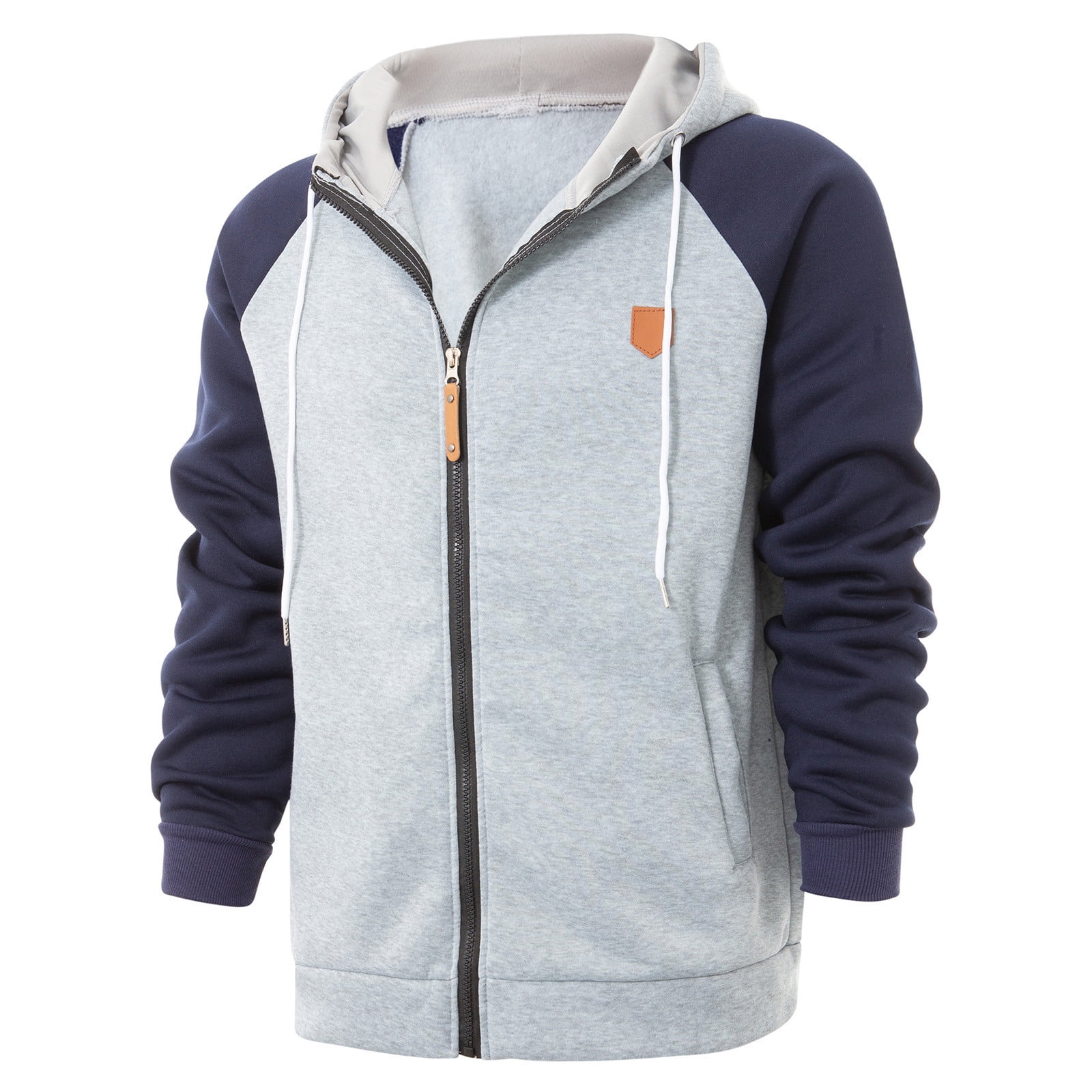 HOOMEUMY Men's Full Zip Hoodie Baseball Raglan Long Sleeve