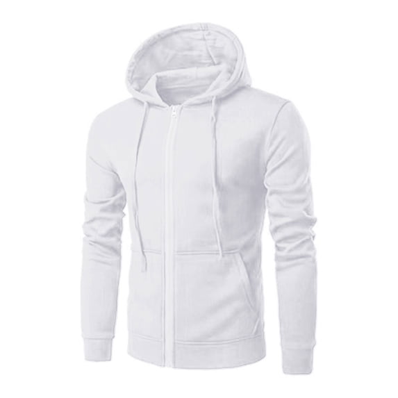 HOOMEUMY Men's Full Zip Hoodie Long Sleeve Lightweight Cardigan Loose Fit Athletic Sweatshirt Pullover Jacket White XXXL