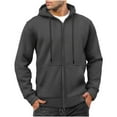 thumbnail image 1 of HOOMEUMY Men's Full Zip Hoodie Long Sleeve Sweatshirts Warm Fleece Lined Hooded Jacket Winter Outerwear Solid Color Sportwear Black Dark Gray XXXL, 1 of 9