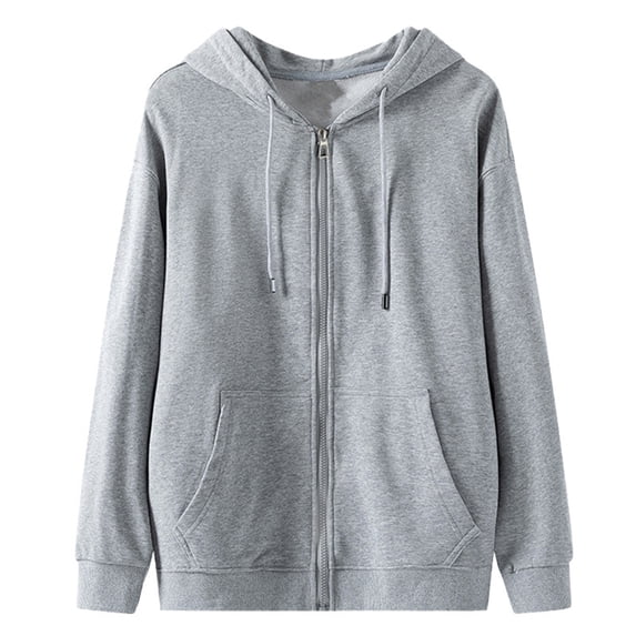 HOOMEUMY Men's Full Zip Hoodie Sweatshirt Long Sleeve Drawstring Pullover Fleece Lined Warm Jacket Winter Coat Gray M