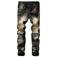 thumbnail image 1 of HOOMEUMY Men's Gold Embroidery Biker Jeans Distressed Stretch Slim Fit Denim Pants Straight Destroyed Ripped Trousers Black XS(29), 1 of 9
