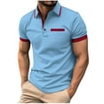 thumbnail image 1 of HOOMEUMY Men's Golf Shirts Summer Basic Short Sleeve Basic Tees 2025 Trendy Classic Solid Shirts Turndown Collar Tops Slim Fit Flowy Dressy Casual Blouse Workout Blue XXXL, 1 of 6