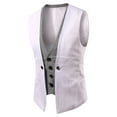 thumbnail image 1 of HOOMEUMY Men's Gothic Suit Vest Medieval Formal Business Wedding Party Slim Fit Sleeveless Jacket Outerwear White M, 1 of 2