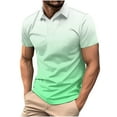 thumbnail image 1 of HOOMEUMY Men's Gradient Color Short Sleeve Golf Shirt Summer Slim Fit Lightweight Breathable Casual Button Down T-Shirt Green XXXL, 1 of 6