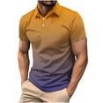 thumbnail image 1 of HOOMEUMY Men's Gradient Color Short Sleeve Golf Shirt Summer Slim Fit Lightweight Breathable Casual Button Down T-Shirt Orange XXXL, 1 of 6
