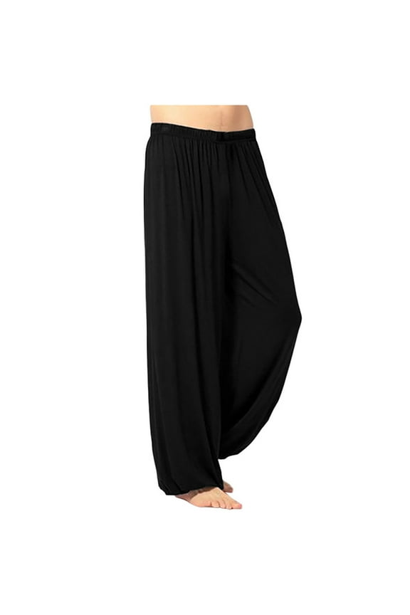 Men's Harem Pants Baggy Hip Hop Joggers Sweatpants with Pockets Breathable Drawstring Long Fitness Dancing Yoga Trousers Black XXXL