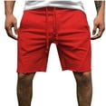thumbnail image 1 of HOOMEUMY Men's Shorts Summer Beach Shorts with Pockets Drawstring Elastic Waist Loose Fit Shorts Distressed Ripped Short Pants Red M, 1 of 5